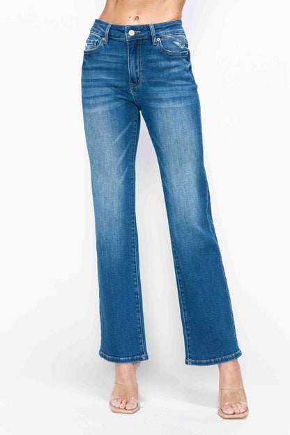 bytos Full Size Cat's Whiskers High Rise Straight Jeans