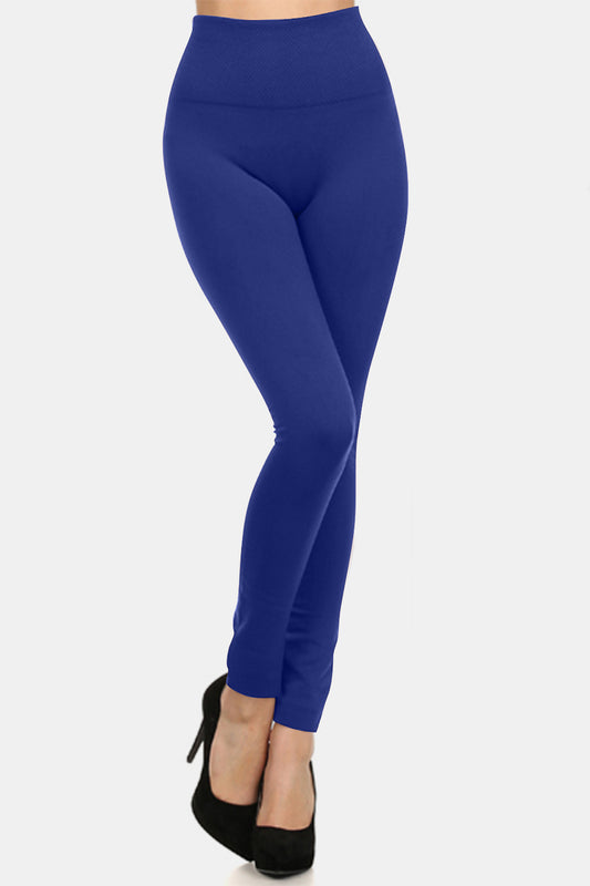 Leggings Yelete Seamless High Waist Fleece in blu, a vita alta, con design aderente e confortevole, perfetti per l'inverno.